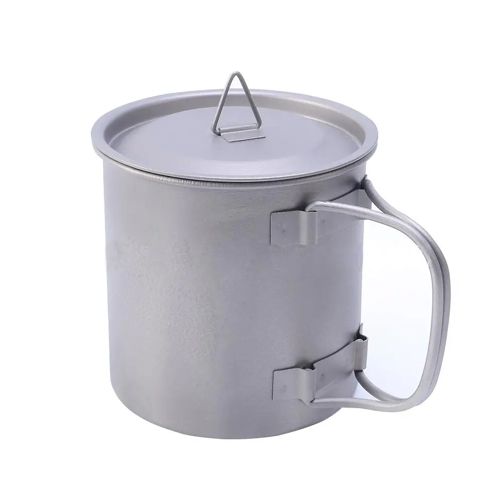 

Pawaca Outdoor Camping Single Layer Titanium Water Cup Mug 400ML Foldable Handle Camping Pot Tableware Drinkware