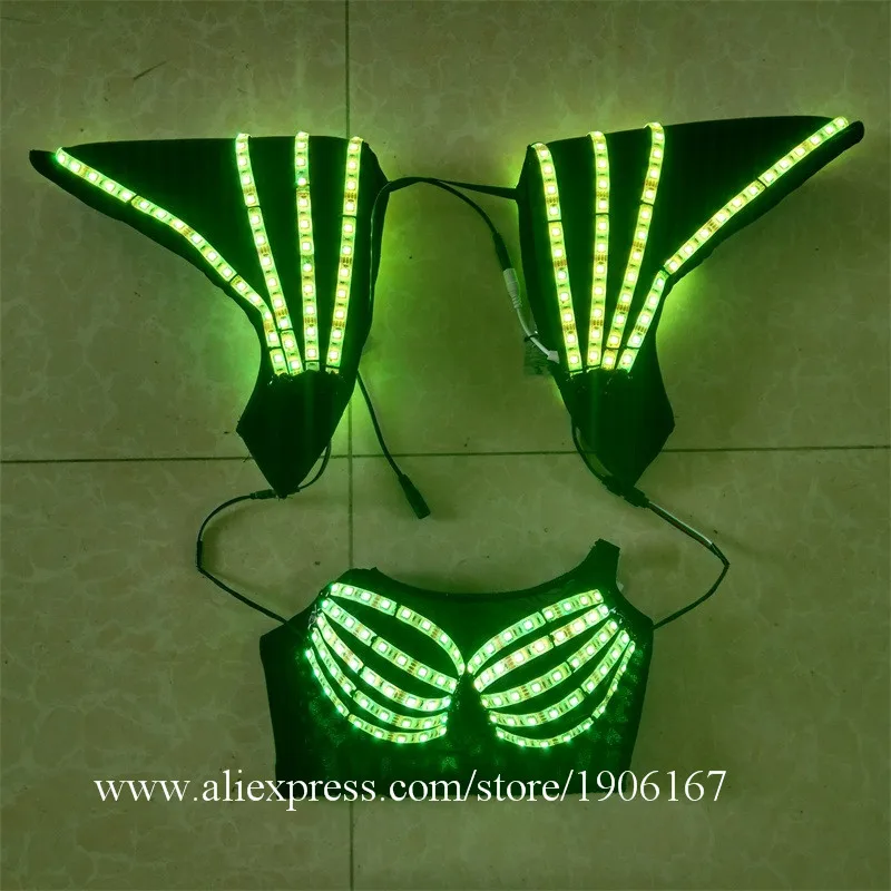 Hot Sale 5 Sets LED Luminous Sexy Lady Bra Set Suit Clothing Women Underwear Costume Growing Light Up Stage Performance Clothes06
