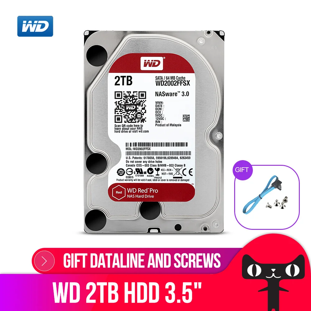 

WD RED Pro 2TB Disk Network Storage 3.5 '' NAS Hard Disk Red Disk 2TB 7200RPM 256M Cache SATA3 HDD 6Gb/s WD2002FFSX