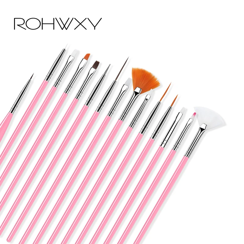 ROHWXY ногтей набор кистей 15 шт гель Лак акриловый кисти дизайн инструмент для