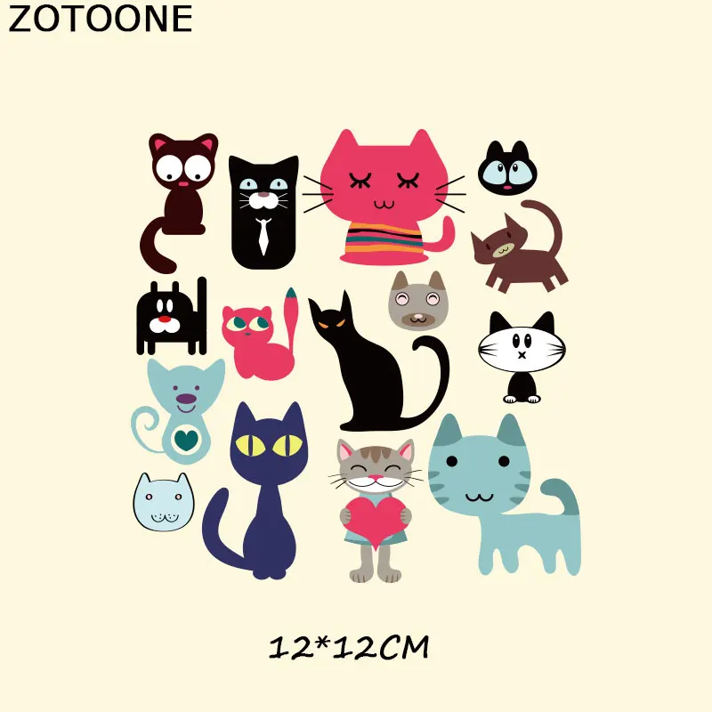 

ZOTOONE Whole Lot Cat Animal Patches Girls T-shirt Dresses Sweater DIY Decoration A-level Washable Easy Print By Household Irons