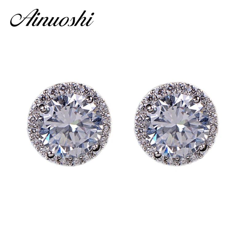 AINOUSHI, 1 пара, опт, серьги-гвоздики, 925 пробы, серебро, для женщин, обручение, юбилей, SONA, серьги