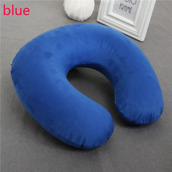 1 шт., новинка, u-образная подушка для путешествий, автомобильные надувные подушки для воздушного полета, поддержка шеи, подголовник, мягкая подушка для кормления, Черная - Цвет: Blue
