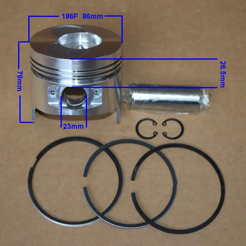 Free Shipping 186F Air Cooled diesel engine Piston piston pin piston ring a snap ring suit for