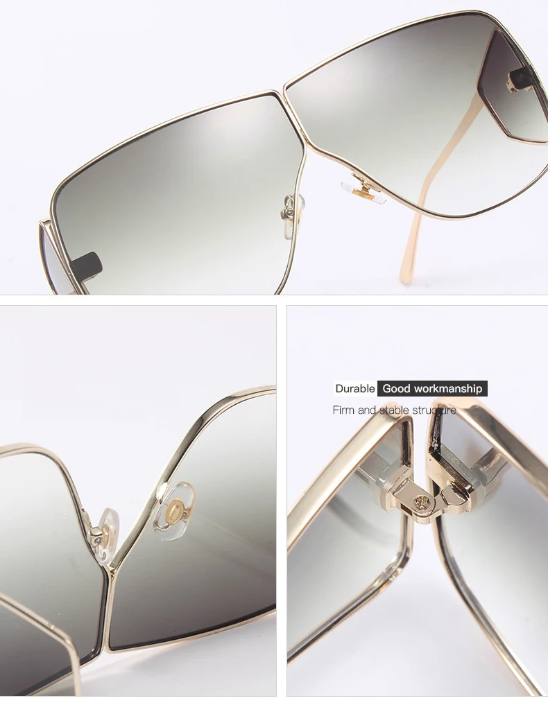 Прямоугольные солнцезащитные очки больших размеров, женские винтажные очки, роскошные дизайнерские американские брендовые металлические большие солнцезащитные очки для мужчин