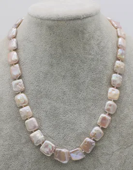 

frershwater pearl pink purple square necklace 17inch 12-13mm wholesale beads nature FPPJ woman 2018