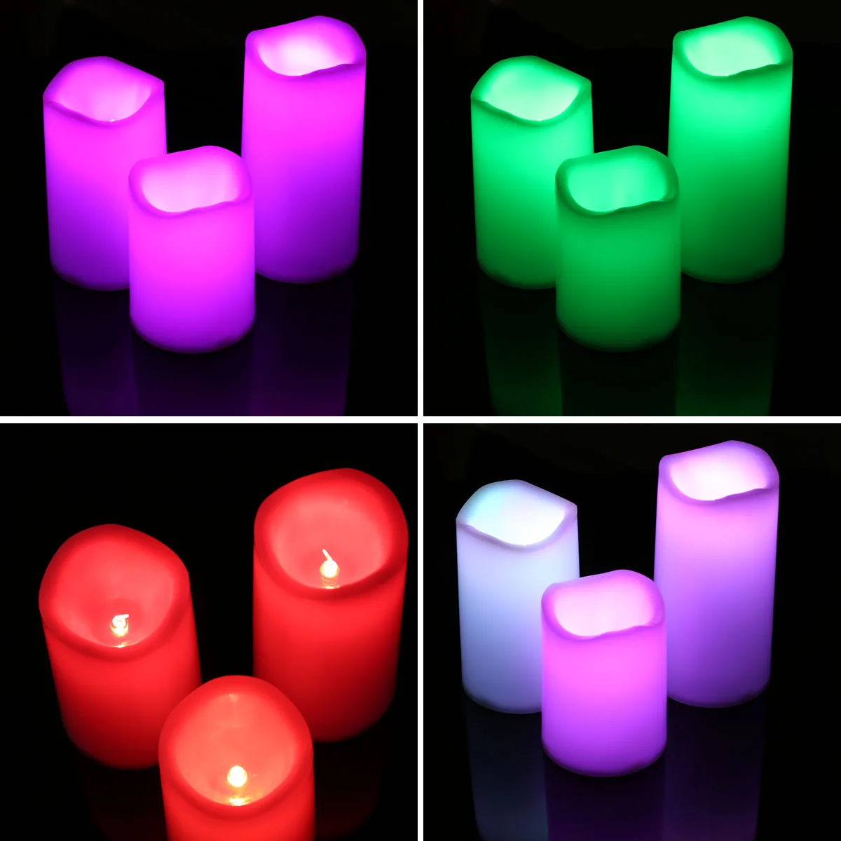 New 3 Pcs/Set Electronic Candles With Timer LED Color Changing Remote Control Flameless Candle Home Wedding Decoration NE |
