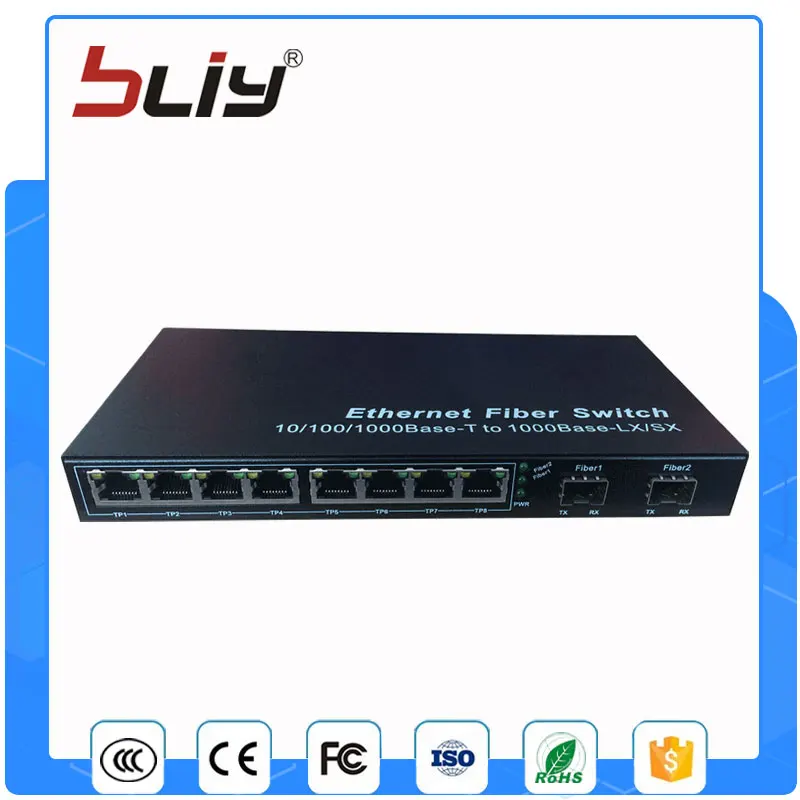 

2G8E 2 sfp port fiber to rj45 gigabit media converter 10 port sfp gigabit fiber ethernet switch