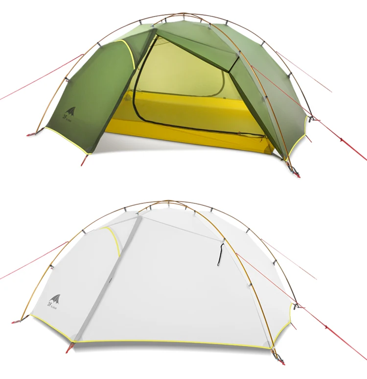 3F UL шестерни зеленый и белый 3 палатка для кемпинга сезонная 15D нейлон Fabic двухслойная водостойкая палатка для 2 человек