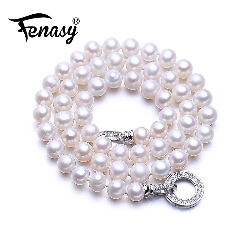 FENASY пресноводное овальное жемчужное ожерелье для женщин 7-8 мм жемчужное ювелирное изделие милое/романтичное ожерелье для женщин Любовь Свадьба