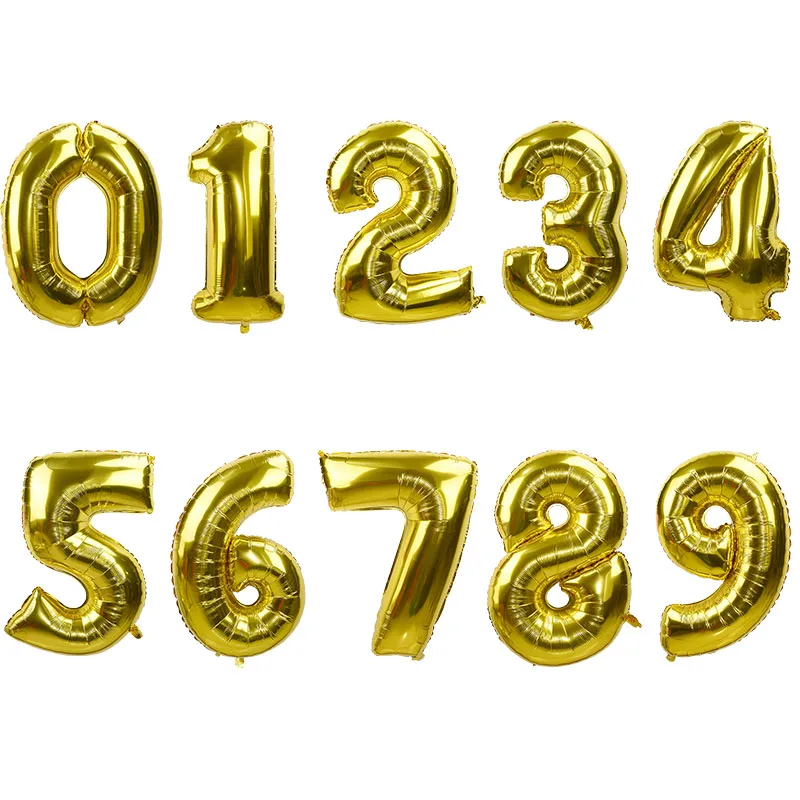 32/40 дюймов розовое Золотое серебряное число фольгированных шаров Большие Гелиевые шары День рождения Свадебные украшения цифра фигура шар