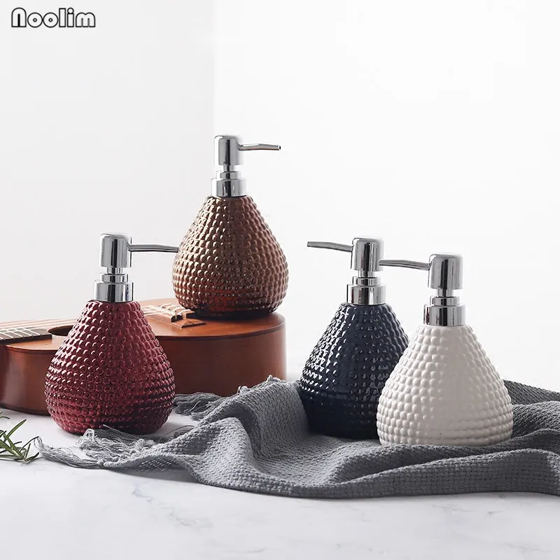 NOOLIM Liquid Soap Dispensers Bathroom White Ceramic Emulsion Bottle