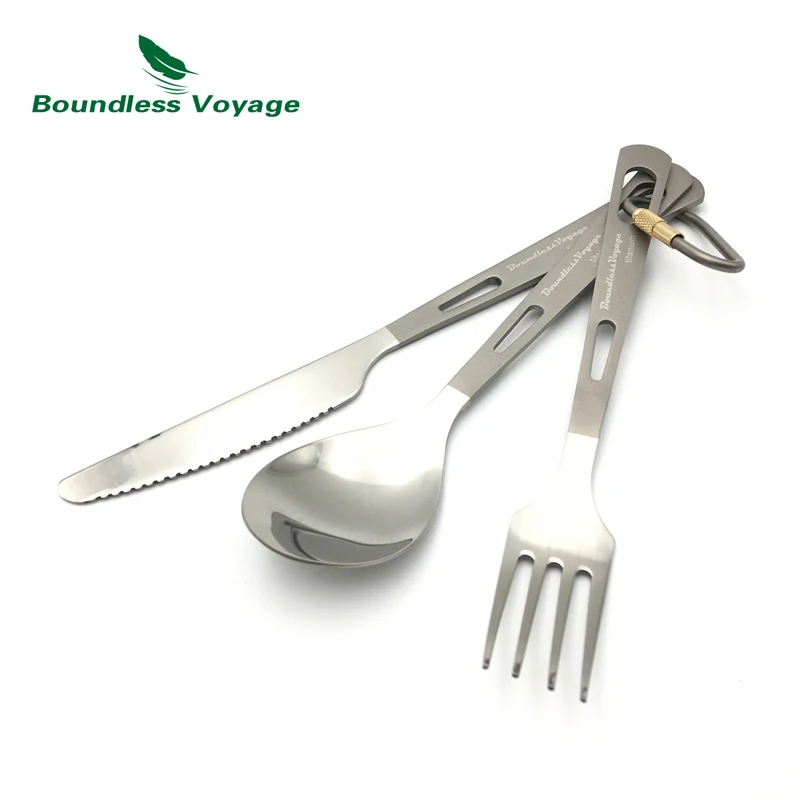 Sin Límites de viaje de titanio vajilla cuchara tenedor cuchillo Spork palillos cubiertos conjuntos para acampar al aire libre de viaje de utensilios de uso en el hogar