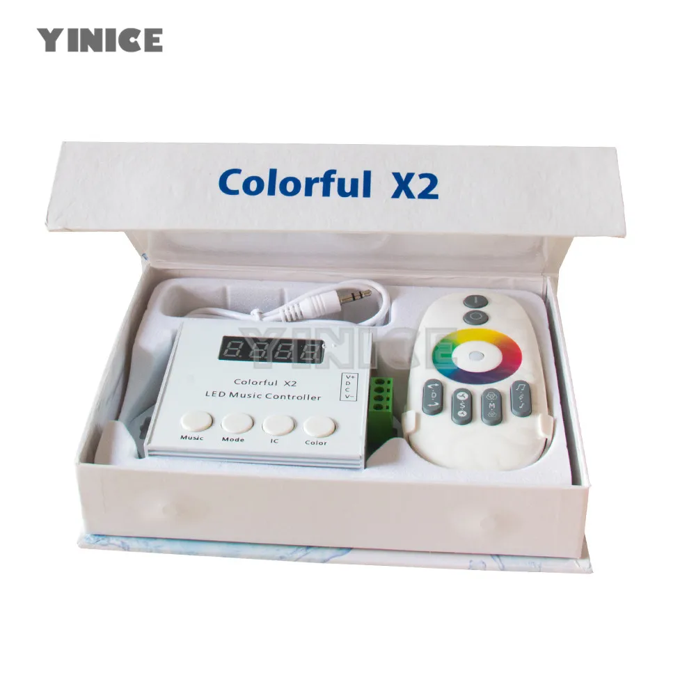 

LED Controller Colorful X2 Music Controller LED Strip Modules DC5V-24V max 1000pixels with RF Touch Remote WS2812B WS2811