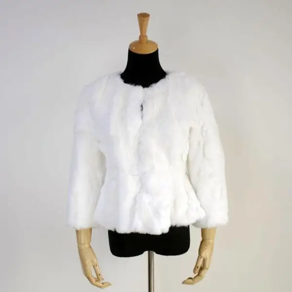 Из меха кролика пальто с мехом женские короткие зимние меховая куртка кроличий мех пальто cusotmized Большие размеры F80 - Цвет: white