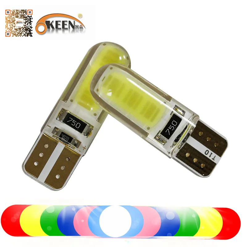 

10x Car/Motor Integrated Circuit Board LED COB T10 Bulb Silicon Waterproof White Blue Red Lights W5W 194 168 Door Clearance Lamp