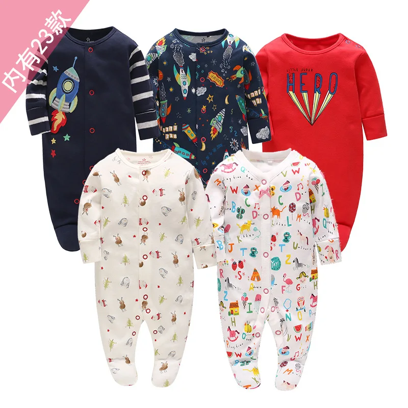 

Picturesque Childhood 2019 Newborn Baby Girl Boy Clothes Cartoon Rocket Cotton Long-sleeved Footies Infant Pajamas
