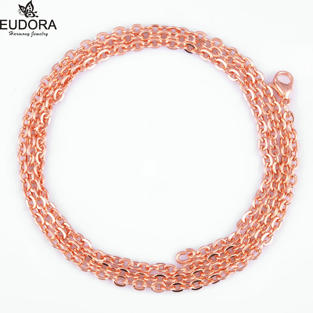10Piece Eudora Rose Gold Color Harmony Link Chain Necklace Copper Long
