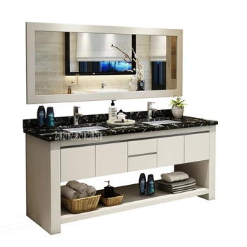 

1818 Bathroom Vanities Solid Wood Bathroom Cabinet Combination Wash Basin Cabinet Rubber Wood Vanity Cabinet With Double Basin