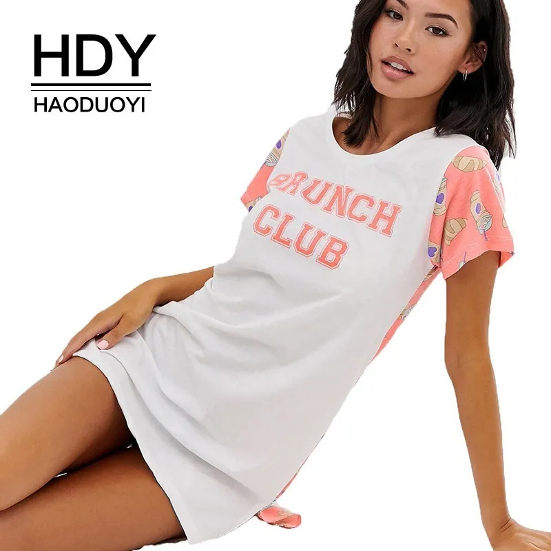 Мини-платье HDY Haoduoyi Повседневная футболка с принтом в стиле пэчворк 2019 | Женская