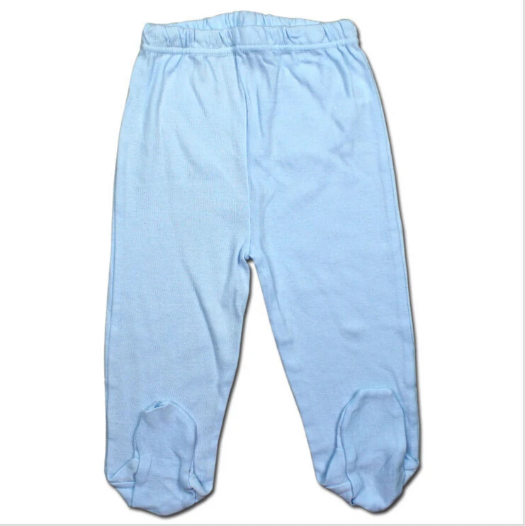 100 cotton light blue Newborn baby footed pant Infant baby Clothing