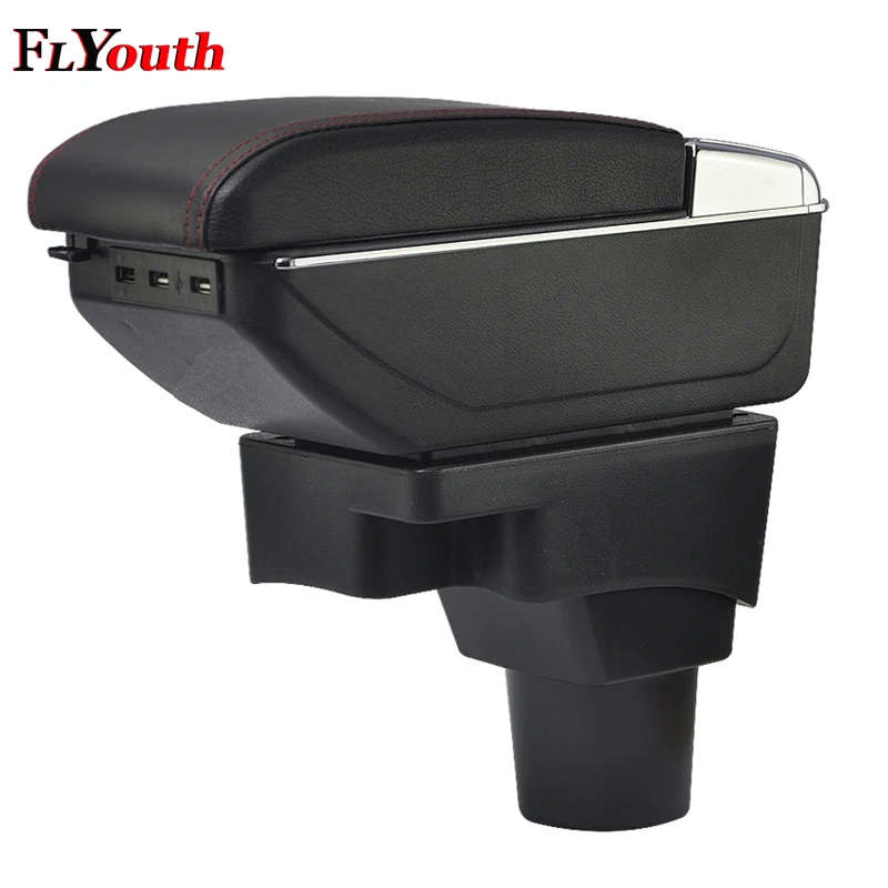 

For Chevrolet Aveo Sonic Lova T250 T300 2011-2014 Car Armrest Box USB Charging Heighten Double Layer Central Content Cup Holder