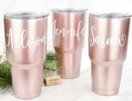 50pcs Monogram 30oz Tumbler Stainless Steel Cup Rose Gold Color