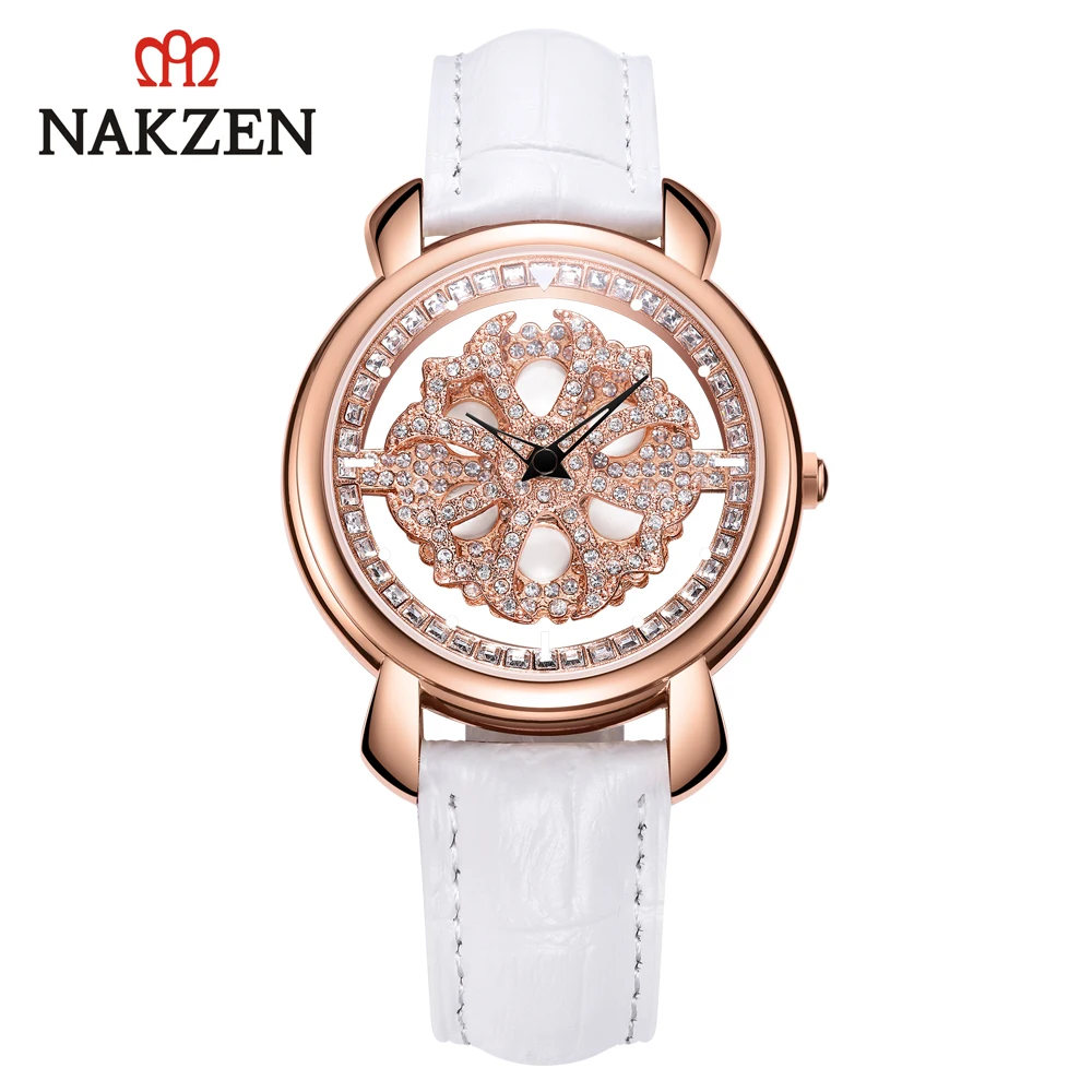 Бренд NAKZEN поставляется для запуска сетчатые красные часы с полым бриллиантом