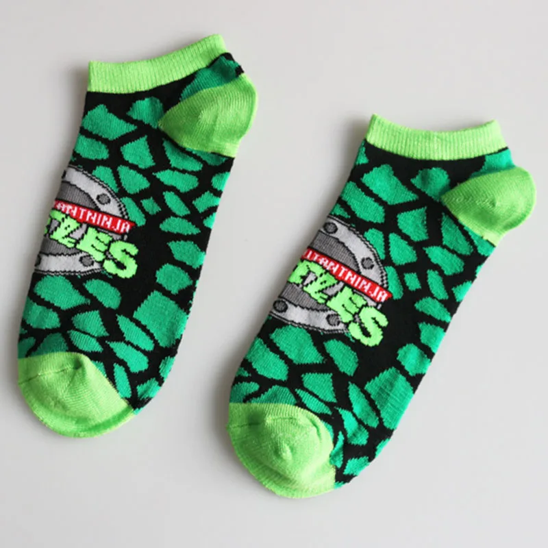 Новые камуфляжные невидимые носки-башмачки с рисунком Черепашки-ниндзя для мужчин и женщин - Цвет: Зеленый