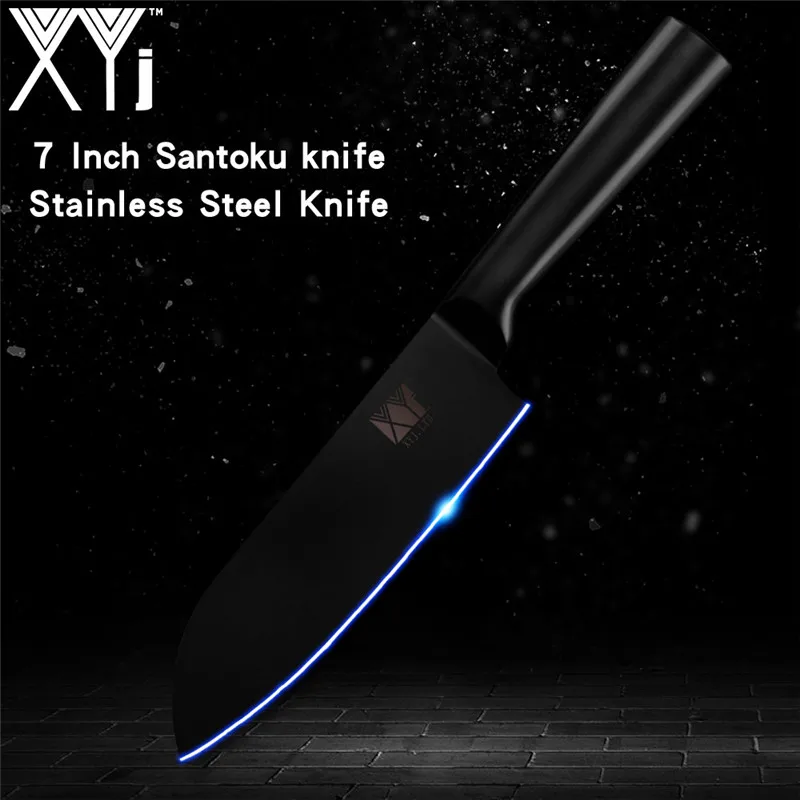 XYj разделочный партнер кухонный нож из нержавеющей стали ультра острое лезвие нож 3Cr13 высокая твердость Мясник Nakiri Santoku Cleave - Цвет: 7 inch santoku