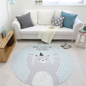 

White Bear Carpet Rugs Nordic Style Living Room Bedroom Soft Thicken Round Carpets For Children Living Room Anti-slip absorbent