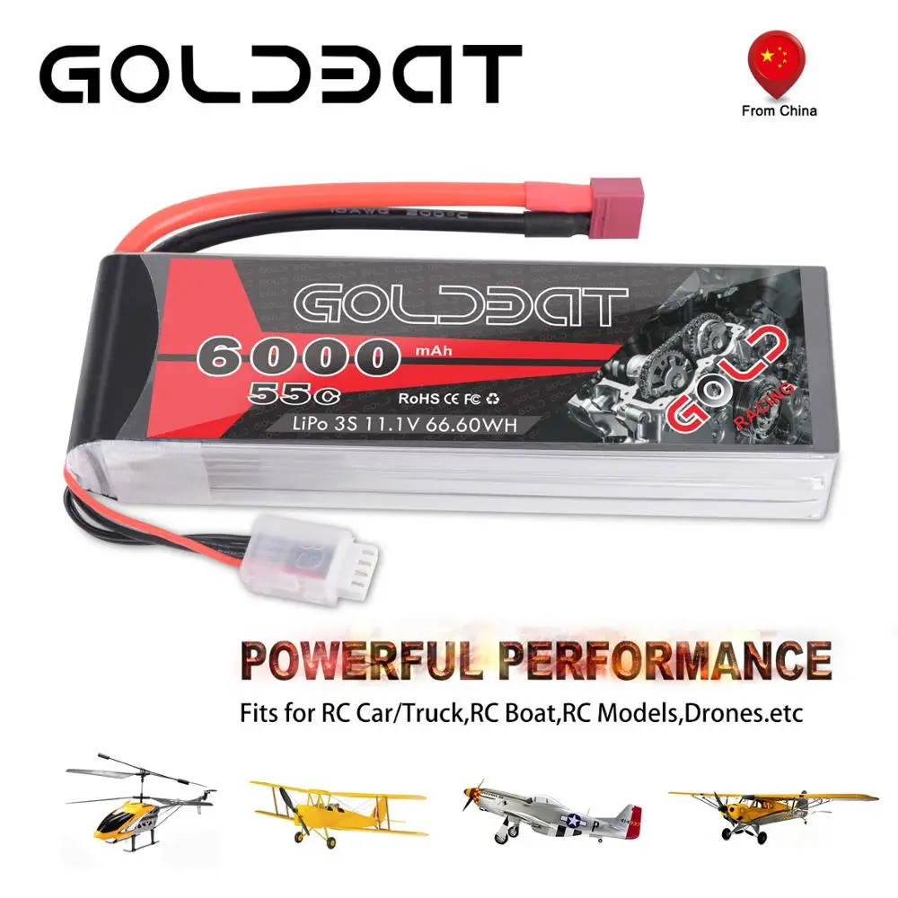 GOLDBAT 11,1 V lipo аккумулятор RC Car 6000mAh 3S Lipo аккумулятор Перезаряжаемый Дрон fpv 55C с штекером Deans для грузовика Heli