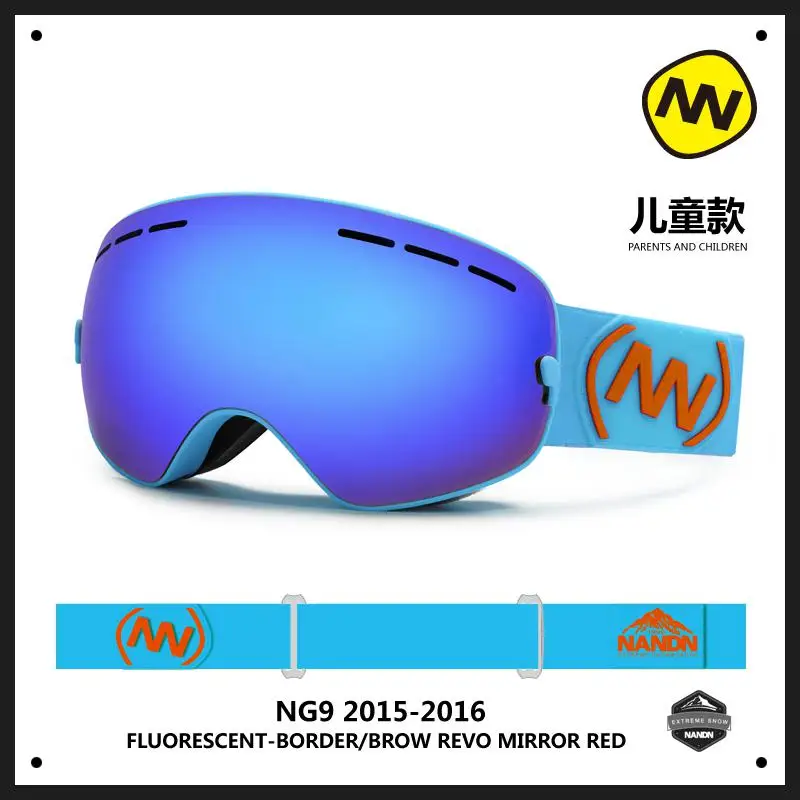 NANDN Родитель Дети лыжные очки анти туман UV400 большие сферические двойные линзы могут быть близорукость снег очки Мотокросс NG9 - Цвет: KIDS NG9 C7