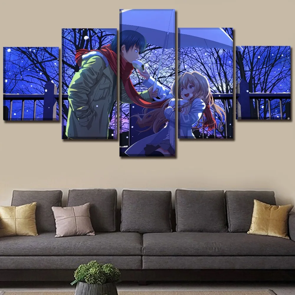 

Home Decor Hd Prints 5 Panel Animation Boy And Girl Poster Pictures Wall Artwork Modular Canvas Painting For Living Room Framed