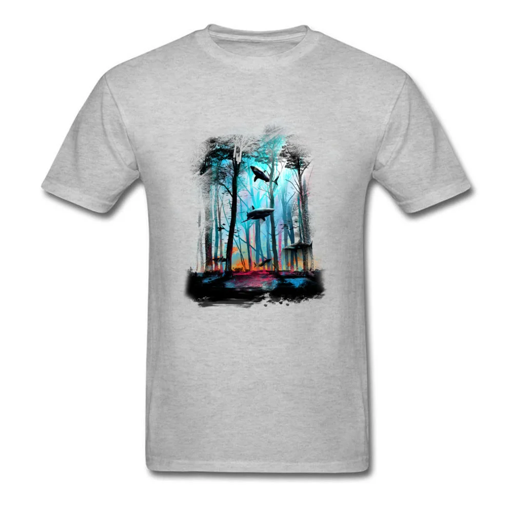 Shark Forest Men Brand Crazy Tops Tees Round Neck ostern Day All Cotton T-Shirt Geek Short Sleeve Tee-Shirts Drop Shipping Shark Forest grey