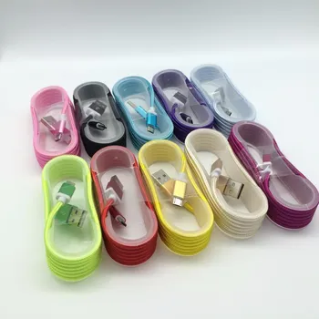 

50pcs/lot 1.5M Durable nylon Braided charging cord Micro USB Cable metal Coiled Data Sync Charger Cable Cord For Samsung