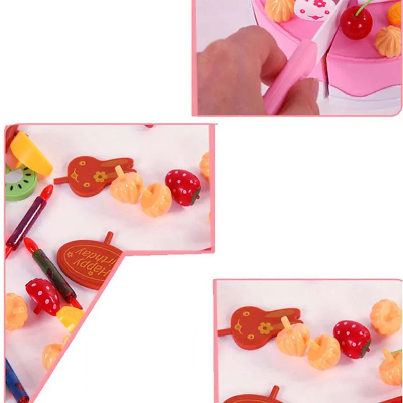Игрушечный торт для девочек, игрушечный набор для кухни, игровой набор, фруктовый торт, день рождения, ролевые игры, игрушки, розовый, голубой, подарок для детей