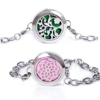

100% Real Stainless Steel Locket Bracelets Dream Catcher Tree Yoga Aromatherapy Essential Oil Diffuser Bracelet Men Women