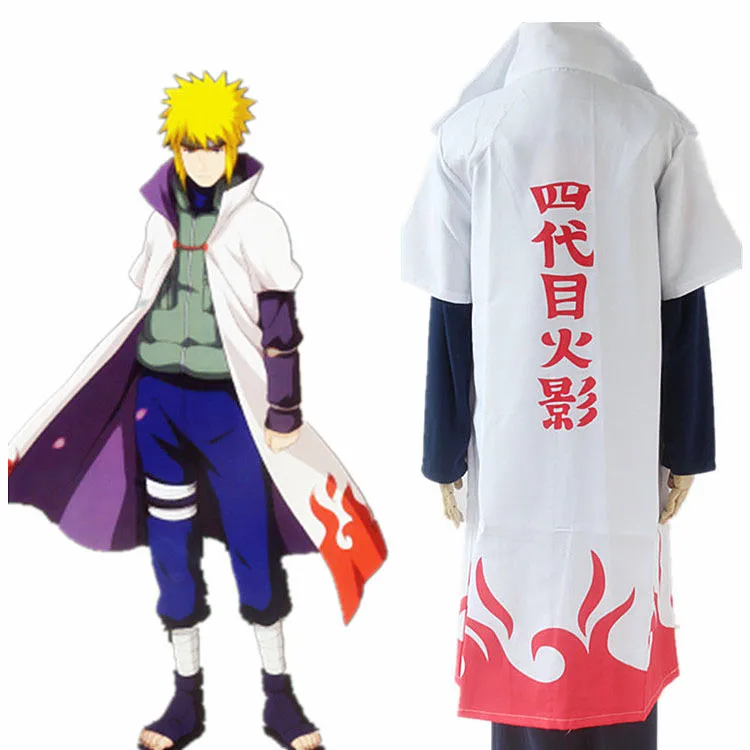 

Hot Anime Naruto Shippuden Cosplay Cloak 4th Hokage Cloak Robe White Cape Dust Coat Unisex Fourth Hokage Namikaze Minato Uniform