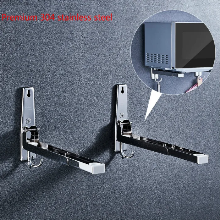 304 Stainless Steel Kitchen Microwave Bracket Oven Wall Mount Stand Holder Shelf with Removable Hook 304 Stainless Steel Kitchen Microwave Bracket Oven Wall Mount Stand Holder Shelf with Removable Hook