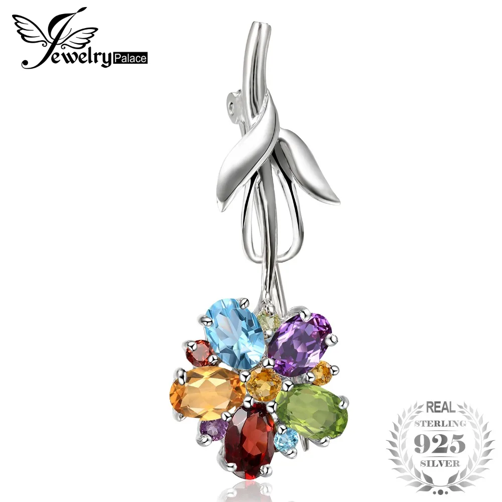 

JewelryPalace Flower Muliticolor Round brooch 925 Sterling Silver
