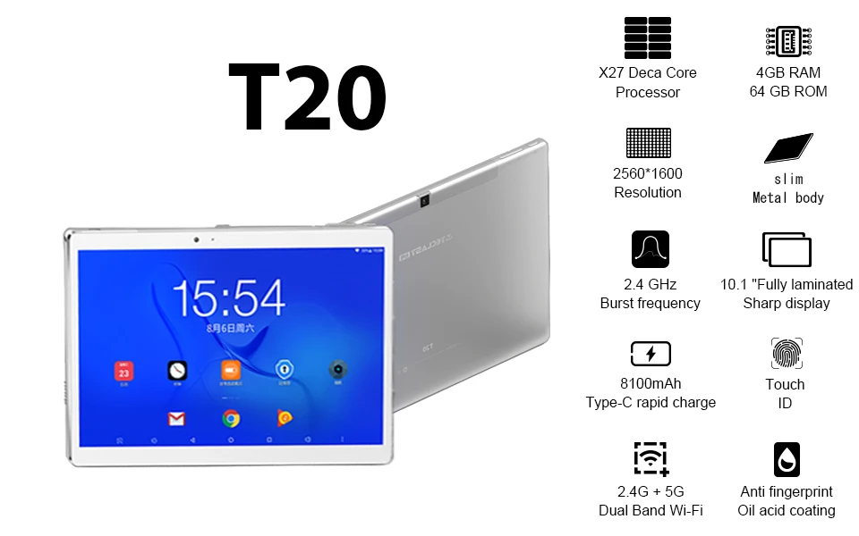 Pаспродажа Teclast T20 Helio X27 Deca Core 4 Гб RAM 64G Dual 4G SIM Android 7,0 OS 10,1 дюймовый планшет