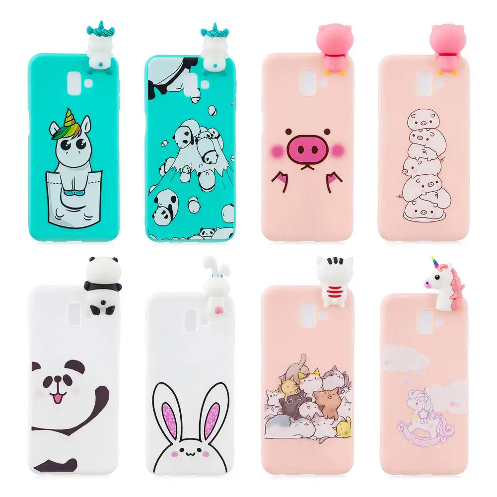 

3D Silicone case For Samsung Galaxy J6 Plus 2018 Case Soft Cover Unicorn Pig Panda cat Cute For Samsung J4 Plus 2018 capa J4 J6