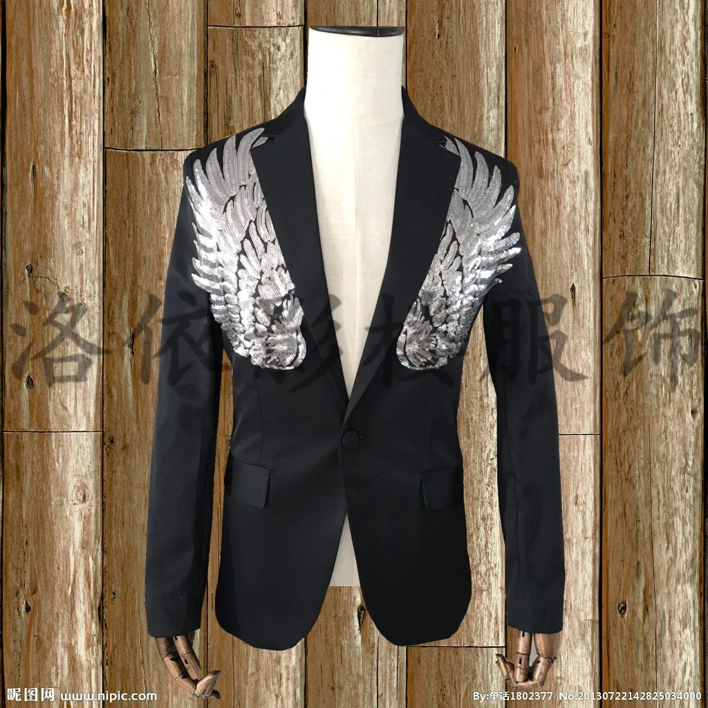 Jassen Mannen Zwarte Blazer Bruiloft Bruidegom Jas Uitloper Kleding Zangeres Jurk Prom Ds Party Show Bar Nachtclub Lovertjes Wing Pak Jassen Mannen Zwarte Blazer Bruiloft Bruidegom Jas Uitloper Kleding Zangeres Jurk Prom Ds Party Show Bar Nachtclub Lovertjes Wing Pak