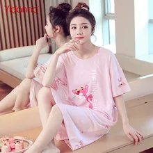 

Yidanna Women Nightgown Cotton Sleepshirts Short Sleeve Sleepwear Summer Sleep Clothing Animal Prints Nighties Female Nightdress