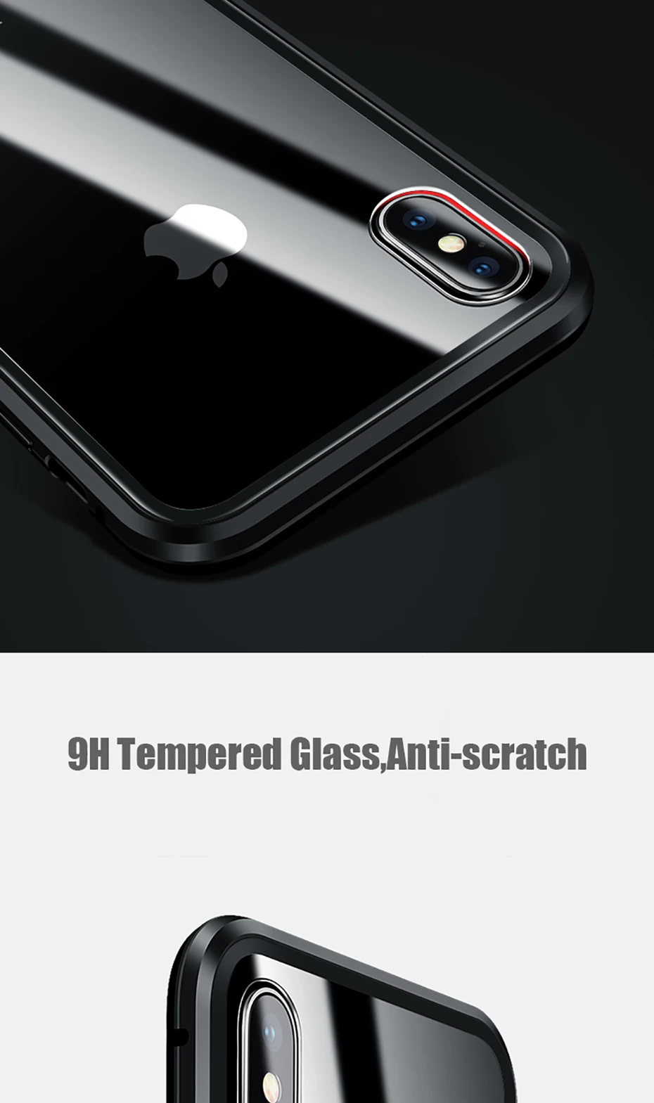 Double sided glass Magnetic case for iphone XS Max X 7 8 Plus Luxury metal 360 degree Full protection cover for iphone 7 8 Xr (7)