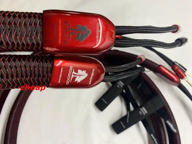 $US $299.00  Redwood Speaker Cable Pair 2.5M Silver Spade Plugs 72V DBS audioquest cable