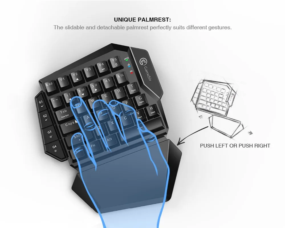  GameSir VX Single Hand 2.4G Wireless Bluetooth Gaming Keyboard with Adjustable DPI Wired Mouse For 