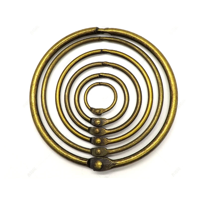 Loose Leaf Notebook Binder 15-75mm Antique Brozen Hinged Rings Metal Book Rings For Album Scrapbook Office 10Pcs