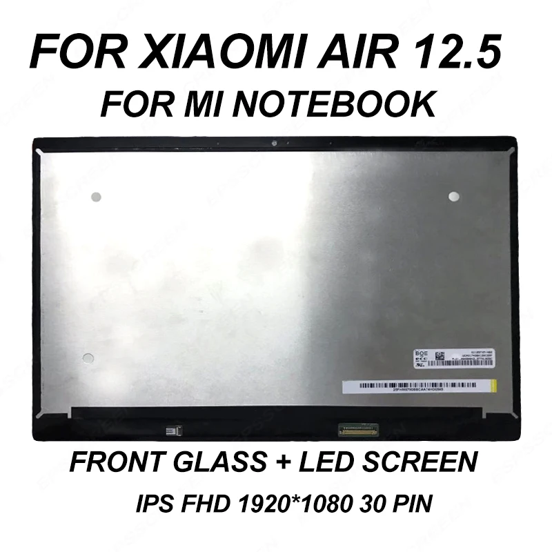 

NEW replace for XIAOMI AIR 12 MI NOTEBOOK laptop screen 12.5" Assembly display LCD panel with front glass 30 pin IPS 1920*1080